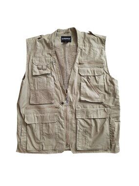 Humvee Adventure Gear 2XL Khaki Multi-Pocket Fishing Vest pockets Utility vest